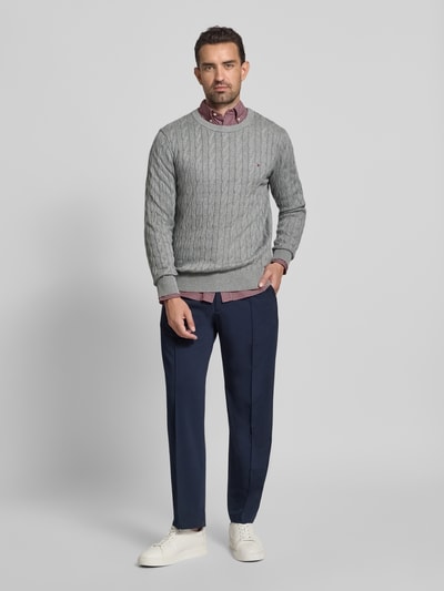 Tommy Hilfiger Regular fit gebreide pullover van zuiver katoen Lichtgrijs - 1