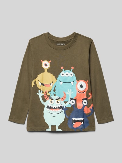 Blue Seven Shirt met lange mouwen en motiefprint Olijfgroen - 1