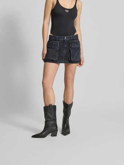 Diesel Jeansrock mit Pattentaschen Dunkelgrau Melange 4