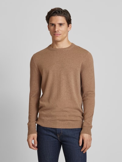 Christian Berg Men Strickpullover mit Rundhalsausschnitt Camel Melange 4