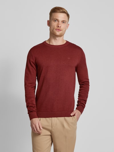 Tom Tailor Gebreide pullover met labelstitching, model 'BASIC' Bordeaux - 4