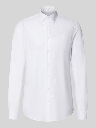 Productfoto, wit slim fit zakelijk overhemd met extra lange mouw van Jake*s, gladde stof, rechte snit, Slim Fit Businesshemd met extra lang mouw.