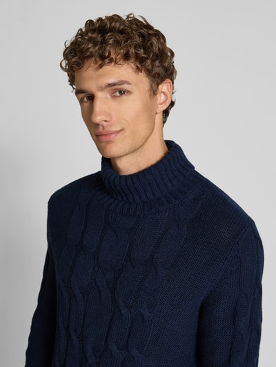 FTC-Cashmere Sweter z dzianiny z mieszanki bawełny i kaszmiru Granatowy 3