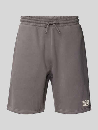 REVIEW Regular fit sweatshorts met labelprint Donkergrijs - 2