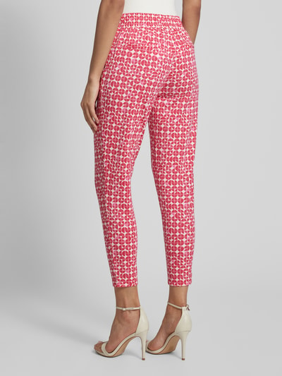 ICHI Tapered fit stoffen broek met all-over print, model 'Kate' Fuchsia - 5