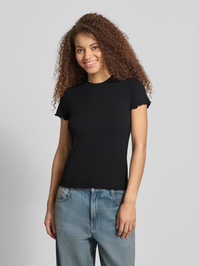 PIECES t-shirt o kroju slim fit z dodatkiem wiskozy model 'NICCA' Czarny 4