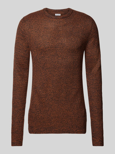 Jack & Jones Strickpullover mit Rundhalsausschnitt Modell 'LEWIS' Mittelbraun Mel 2