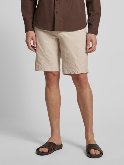 bugatti Slim fit korte broek met tunnelkoord Ecru - 4