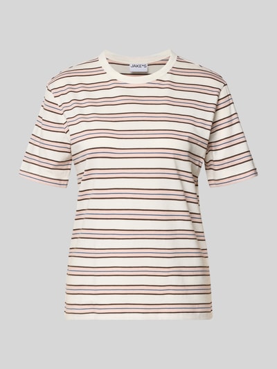 Produktfoto, T-Shirt mit Rundhalsausschnitt von Jake*s Casual, damski t-shirt z bawełny, prosty krój, okrągły dekolt, rękaw o dł. 1/2