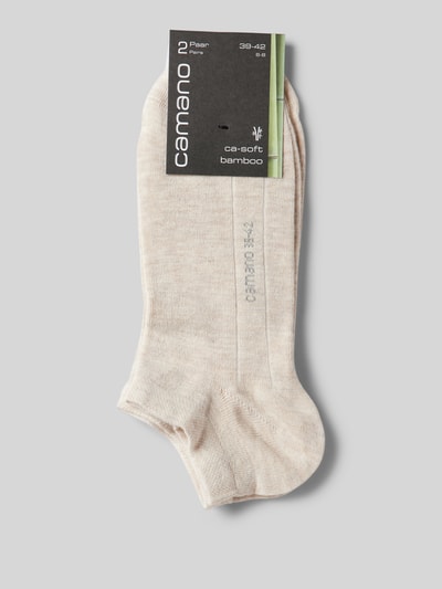 camano Sneakersocken mit Label-Stitching Modell 'Bamboo' im 2er-Pack Sand 3