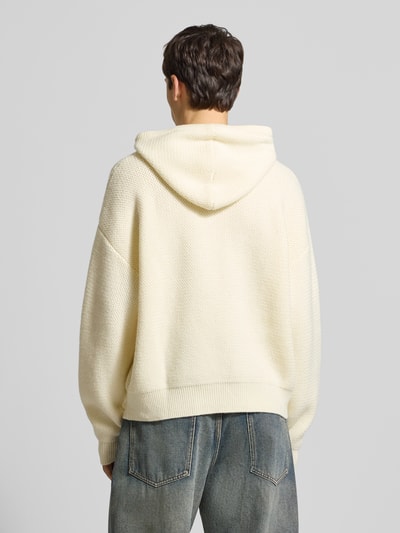 BLKVIS Gebreide pullover met capuchon en kangoeroezak, model 'Script' Offwhite - 5