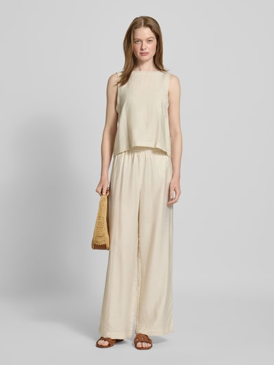 MSCH Copenhagen Regular fit blousetop met ronde hals, model 'Disa' Zand - 1