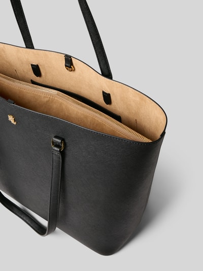 Lauren Ralph Lauren Tote bag van runderleer met labelapplicatie, model 'KARLY' Zwart - 5