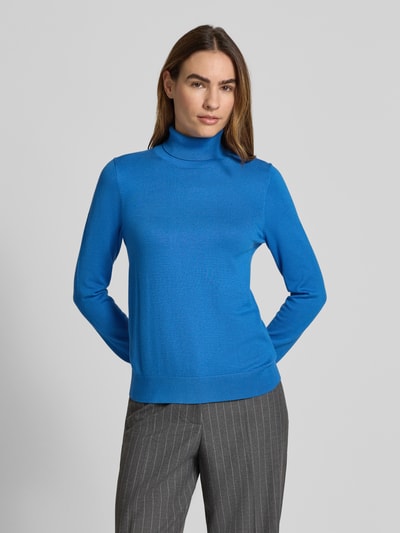 Jake*s Casual Bluzka z długim rękawem o kroju slim fit z mieszanki wiskozy z efektem dzianiny Niebieski 4