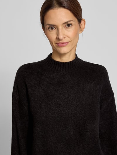 Jake*s Casual Strickpullover mit Stehkragen und überschnittenen Schultern Black 3