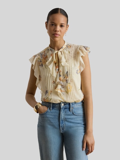 Lauren Ralph Lauren Regular Fit Bluse mit Rüschenkragen Sand 4