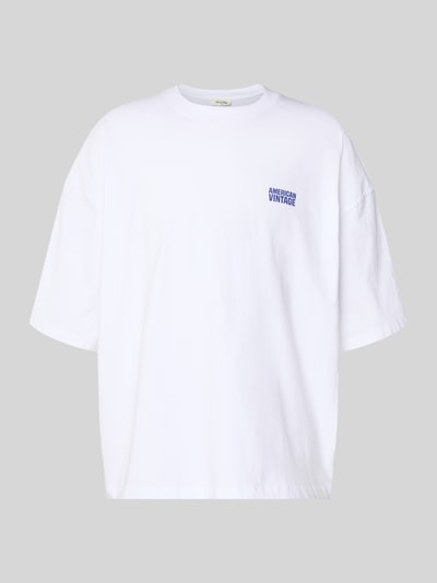 Produktfoto, weißes Herren T-Shirt mit Logo-Print, Modell 'GIXY' von American Vintage, Reine Baumwolle, Loose-Fit, Rundhalsausschnitt, überschnittene Schultern