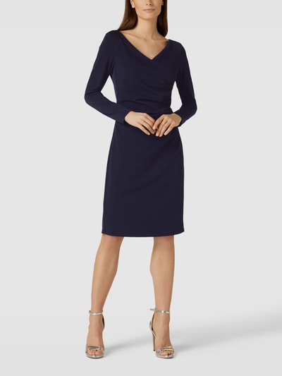 Vera Mont Cocktailjurk met watervalhals Donkerblauw - 1