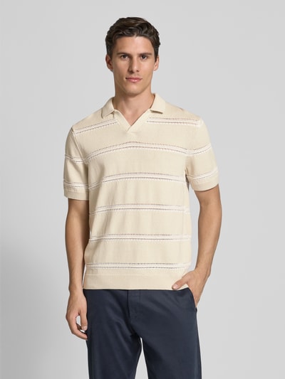 MCNEAL Relaxed fit gebreide polo met V-hals Zand - 4