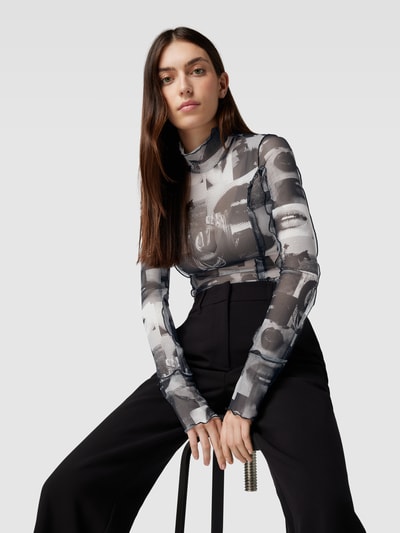 HUGO Longsleeve mit Stehkragen Modell 'Deuphoria' Weiss 3
