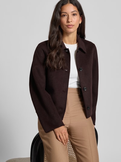 Samsøe Samsøe Jack van wolmix met platte kraag, model 'HOLLY' Chocoladebruin gemêleerd - 3