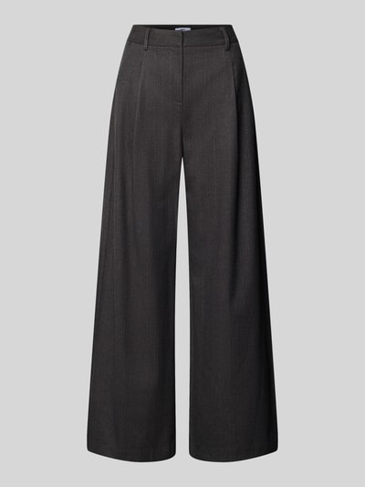 Produktfoto, Wide Leg Hose mit Bundfalten Modell 'JAYCE' von SUNCOO PARIS, Damen Hose in Anthrazit, Material-Mix mit Leinen-Anteil, strukturierte Oberfläche