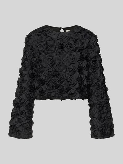 Gestuz Cropped Blusenshirt mit Rundhalsausschnitt Modell 'ingrid' Black 2