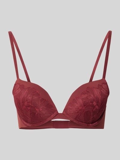 Calvin Klein Underwear Push Up BH mit floralem Spitzenbesatz Modell 'Plunge' Aubergine 1