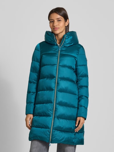 SAVE THE DUCK Gewatteerde lange jas met opstaande kraag, model 'LYSA' Petrol - 4