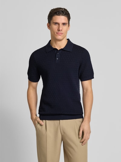 MCNEAL Regular fit poloshirt met structuurmotief Donkerblauw - 4