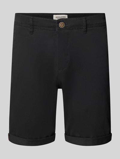 Produktfoto, Regular Fit Shorts met steekzakken model 'BOWIE' van Jack & Jones, mix van katoen en elastaan, heren, zwarte stof, omslag