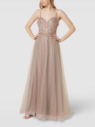 Laona Abendkleid mit Herz-Ausschnitt Taupe 1