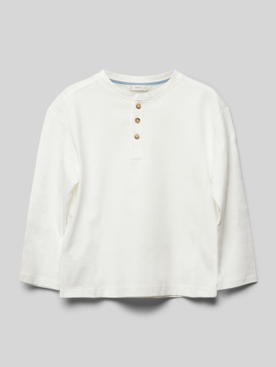 Mango Longsleeve mit kurzer Knopfleiste Modell 'henley' Offwhite 1