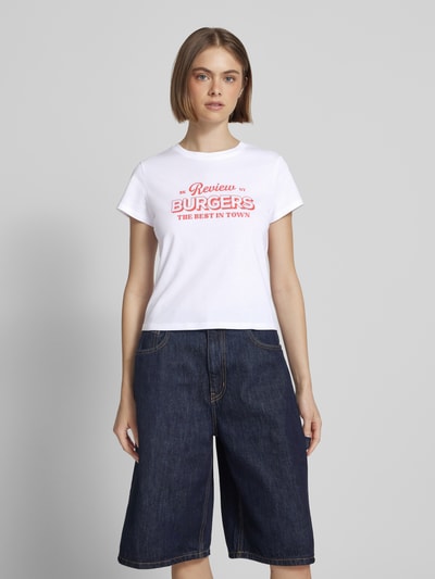 REVIEW T-Shirt mit Label-Print Weiss 4