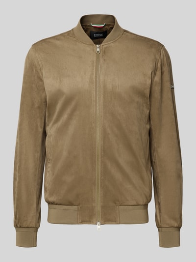 Produktfoto, Regular Fit Jacke in Leder-Optik Modell 'Rapid' von CINQUE, elastischer Material-Mix, Stehkragen, krój regular fit, beżowy kolor, gładka faktura, zamek dwukierunkowy, kieszenie boczne, ściągacze