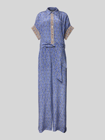 LOLLYS LAUNDRY Jumpsuit van viscose met strikceintuur, model 'Mathilde' Koningsblauw - 2