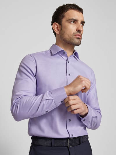 Eterna Slim fit zakelijk overhemd met structuurmotief Lila - 3