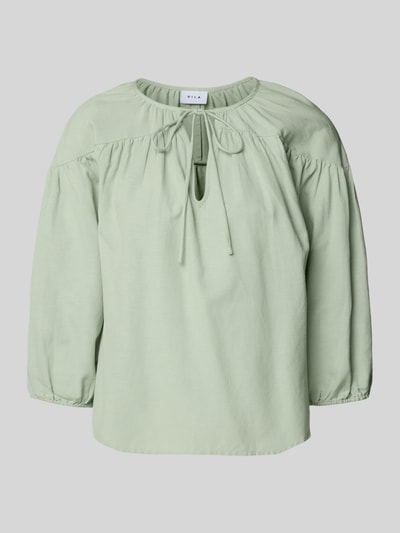 Vila Regular fit blouse met V-hals, model 'PRISILLA' Rietgroen - 2