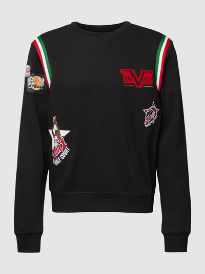 19V69 Italia Sweatshirt met motiefstitchings Zwart - 2