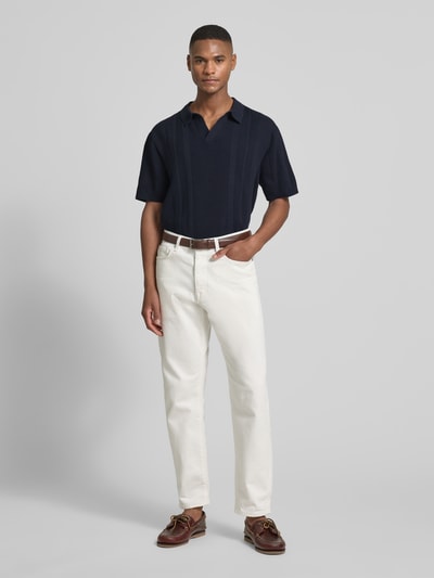 Lindbergh Oversized poloshirt met V-hals Donkerblauw - 1