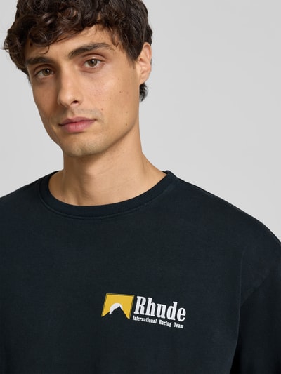 RHUDE T-Shirt mit Label-Print Black 3