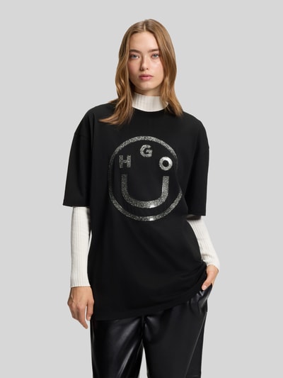 Hugo Blue Relaxed Fit T-Shirt aus reiner Baumwolle  Black 4