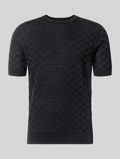 Produktfoto, Strickshirt mit Struktur-Muster von Antony Morato, mieszanka lyocellu i wełny, prosty krój, okrągły dekolt, długość tyłu w rozmiarze M: 72 cm