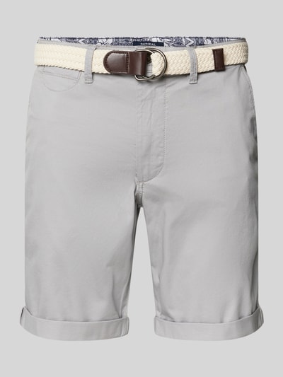 MCNEAL Slim Fit Bermudas mit Gürtel Flanell Melange 2
