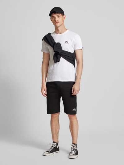 Alpha Industries Regular fit sweatshorts met labelprint Zwart - 1