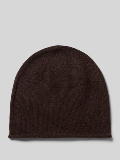 Produktfoto, Beanie aus reinem Kaschmir Modell 'Rua' von MOS MOSH in Dunkelbraun, feine Strick-Optik und Rollsaum, Damen Accessoire