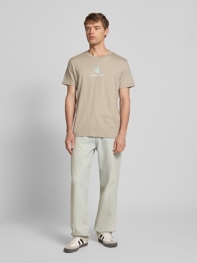 Calvin Klein Jeans T-Shirt mit Label-Print Beige 1
