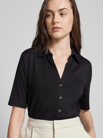 Marc O'Polo T-shirt z listwą guzikową na całej długości Czarny 3