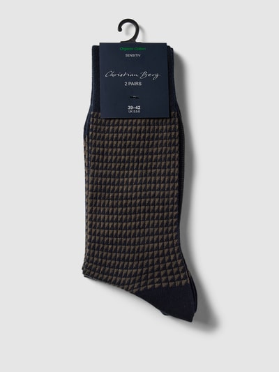 Christian Berg Men Socken mit Allover-Muster im 2er-Pack Marine 3