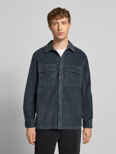 Calvin Klein Jeans Relaxed fit vrijetijdsoverhemd in ribcordlook, model 'Roy' Rookblauw - 4